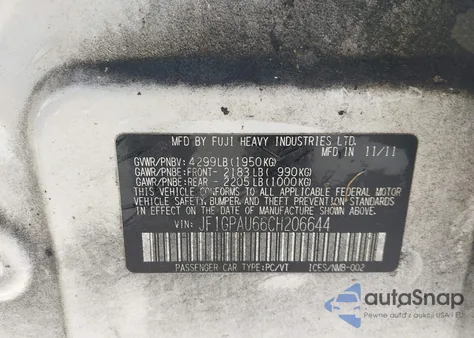 2012 Subaru Impreza 2.0I Sport Limited from USA, damaged, VIN JF1GPAU66CH206644